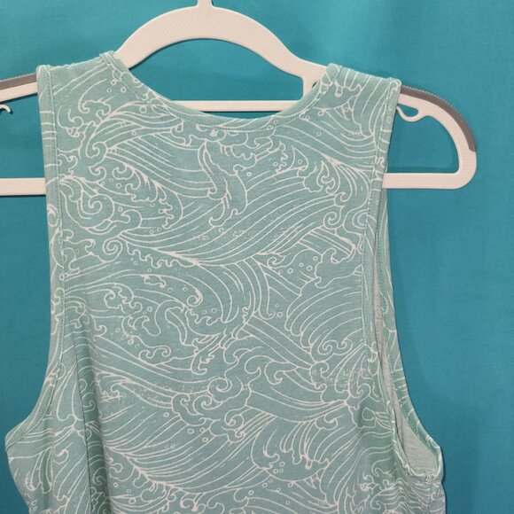 Sonoma Mens Sleeveless Tank Top Wave Print Small Light Blue & White - Picture 6 of 7
